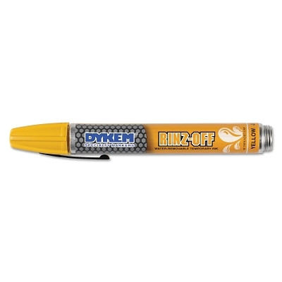 DYKEM 44757 RINZ OFF Water Removable Temporary Marker, Yellow, Broad Threaded Cap