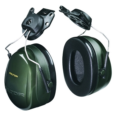 3M 7000009668 PELTOR Optime 101 Earmuff, 24 dB NRR, Dark Green, Cap Mount