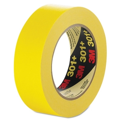 3M 7000124891 Performance Yellow Masking Tape 301+, 48 mm x 55 m x 6.3 mil, Yellow