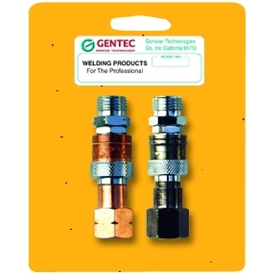 GENTEC QCHTPRSP Quick Connector Set, Hose-to-Torch, Steel/Brass, Fuel/Oxygen, B-Size 9/16 in-18