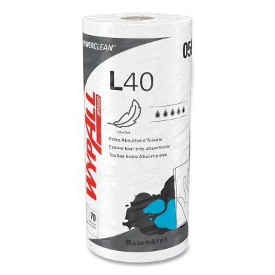 Wypall 05027 L40 Towel, White, 11 in W x 10.4 in L, Roll, 1 Ply, 70 Sheets/RL, 1,680 Sheets Total
