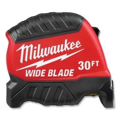 Milwaukee Tool 48-22-1230 Wide Blade Tape Measure, 30 ft, SAE, Red/Black