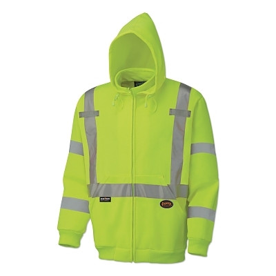 Pioneer V1060461U2XL 6924AU/6925AU Hi-Viz Safety Polyester Fleece Hoodie, Zipper Front, 2X-Large, Yellow/Green