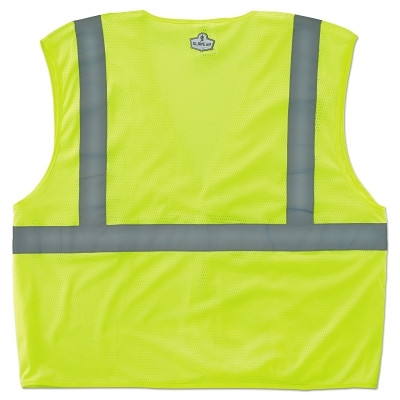 Ergodyne 21023 GloWear Safety Vest, 8210HL, Mesh, Class 2, Type R, 2 in Reflective Tape, 2 Pockets, Hook and Loop, Small/Medium, Lime