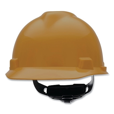 MSA 475365 V-Gard Protective Cap-Style Hard Hat, Slotted, Fas-Trac III Suspension, Standard Size, Gold