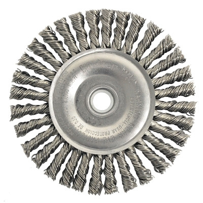 Weiler 08954 Roughneck Stringer Bead Wheel, 4 in Dia, .02 in Wire, 1/2-3/8 in Arbor