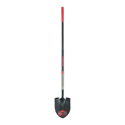 RAZOR-BACK 2594400 Round Point Digging Shovel, 9.5 in W x 12 in L Blade, 48 in Fiberglass Straight Handle, PowerStep/SuperSocket