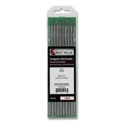 Best Welds 187G Pure Ground Tungsten Electrode, 1/8 in x 7 in, 10 PK
