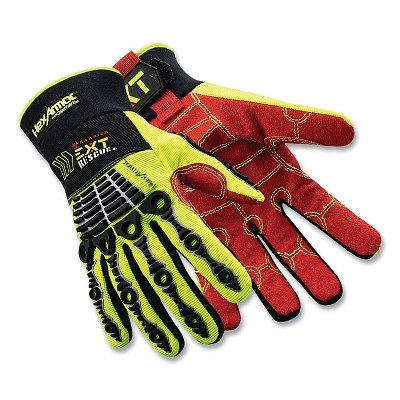 HexArmor 4014-S EXT Rescue barrier 4014 Rescue Gloves, A8 Cut, Small, Black/Red/Hi-vis Yellow, TP-X Palm