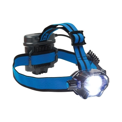 Pelican 0278000000110 Headlamps, 4 Batteries, AA, 430 lm (High), 53 lm (Low), Black/Blue