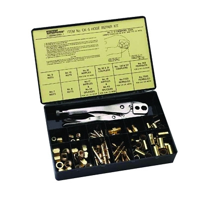 Western Enterprises CK5 Hose Repair Kit, B-Size Fittings, 3/16 in Hose ID, Hand-Grip 2-Hole Jaw Crimp Tool