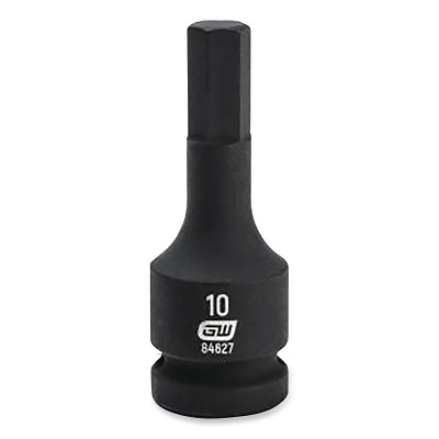 GEARWRENCH 84627 Impact Socket, 1/2 in Drive Size, 10 mm Opening Size, 6-point, Standard Length, Hex Bit