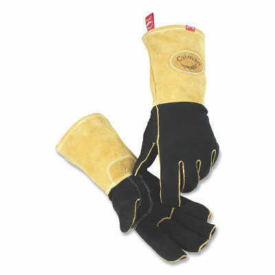 Caiman 1852L 1852 Deerskin Wool Lined MIG/Stick Welding Gloves, Large, Black/Gold, Gauntlet Cuff
