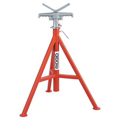 Ridgid 56662 V-Head Pipe Stand, VJ-99, High, 28 in to 52 in Adjustment Height, 12 in  Pipe Cap., Steel