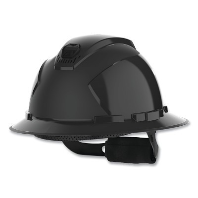 HexArmor 16-22007 Ceros XP300 Full-Brim Safety Helmet, Pre-Assembled Four-Point AirBridge Suspension System, Black, Vented