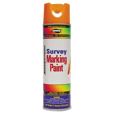 Aervoe 222 Survey Marking Paint, 20 oz, Aerosol Can, Fluorescent Orange