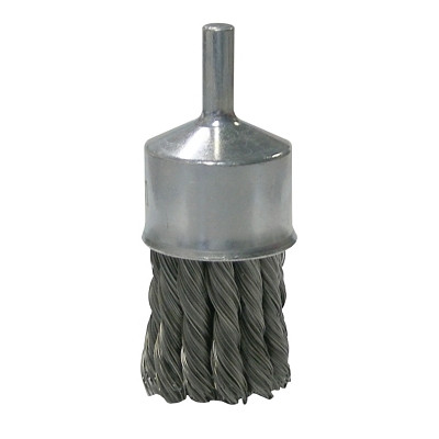 Weiler 10187 Knot Wire End Brush, Steel Bristles, 1-1/8 in Brush dia x 0.0118 in Wire, 20000 RPM, 1 EA/EA