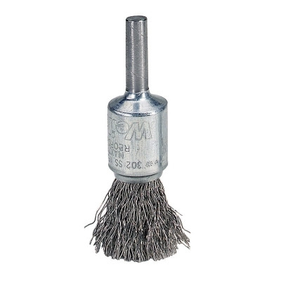 Weiler 10010 Crimped Wire Solid End Brush, Steel, 22,000 rpm, 1 in x 0.0104 in