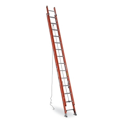 Werner D6228-2 Fiberglass D-Rung Extension Ladder, D6228-2, Type IA, 28 ft L, 19 in W, 300 lb Load Capacity, Orange