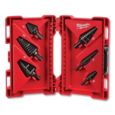 Milwaukee Tool 48899224 Step Drill Bit Set, 6-Pc, 1/8 in to 1-1/8 in Cut dia, Includes #1/#4/#6/#7/#8/#9 Bits