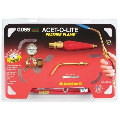Goss KA1H Feather Flame Air-Acetylene Torch Outfit, 3/16 in, Acetylene(B), Soldering/Brazing