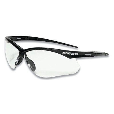 Jackson Safety 50000 SG Series Safety Glasses, Clear Poly Lens, Hardcoat Anti-Scratch, Black Poly Half-Frame