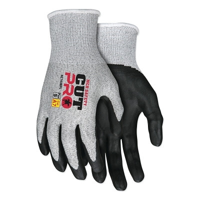 MCR Safety 92743BPXL CutPro 92743BP 13-ga HyperMax Bi-Polymer Coated Gloves, X-Large, Salt-and-Pepper/Black