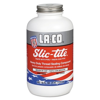 LA-CO 42029 Slic-Tite Paste Thread Sealant with PTFE, 16 oz, Brush In Cap, White