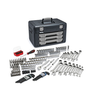 GEARWRENCH 80944 Mechanics Tool Set in 3 Drawer Storage Box, 232 Pc, 1/4 in to 3/8 in Drive, 6 pt and 12 pt, Metric/SAE