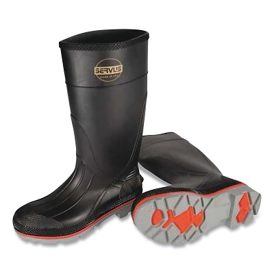 Servus 75108-080 XTP XTRA TRACTION Boots, Plain Toe, Size 8, PVC, Black/Gray