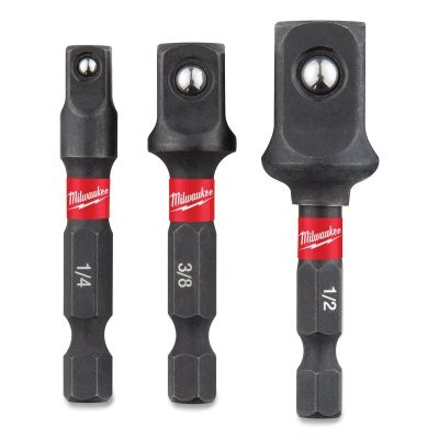 Milwaukee Tool 48325033 Shockwave Impact Socket Adapter Set, 1/2 in, 1/4 in, 3/8 in Socket Adapters