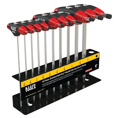 Klein Tools JTH610EB Journeyman T-Handle Ball-Hex Key Set, 10 per set, Ball-End Hex Tip, SAE