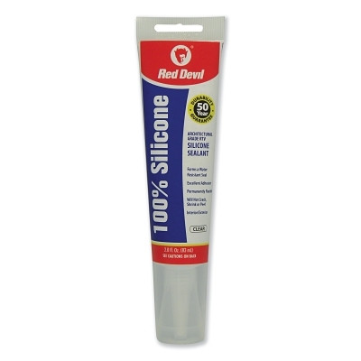 Red Devil 0820 100% Silicone Architectural Grade RTV Sealant, 2.8 oz Squeeze Tube, Clear