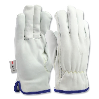 PIP 77-269/M Premium Top Grain Cowhide Leather Drivers Gloves with 3M Thinsulate Lining, Medium, Natural