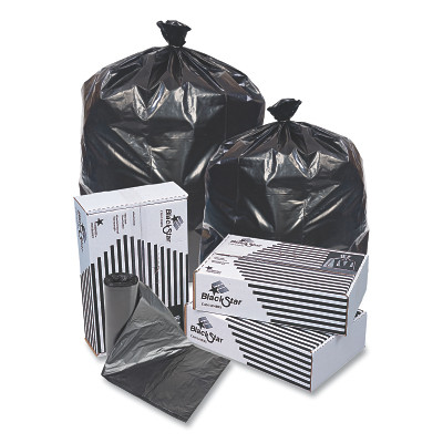 Pitt Plastics B73310XK Black Star Can Liner, 12 to 16 gal, 0.35 mil, 24 in W x 32 in H, Black