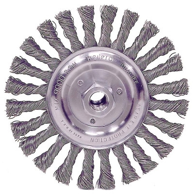 Weiler 08796 Roughneck Stringer Bead Wheel, 6 in Dia, 1 1/2 in Trim, .023 in Wire