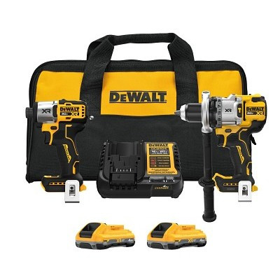 DeWalt DCK2101QQ2 20V MAX* XR Cordless Brushless Hammerdrill and Impact Driver Combo Kit, 1/2 in DCD1007, 1/4 in DCF845, Batteries and Charger