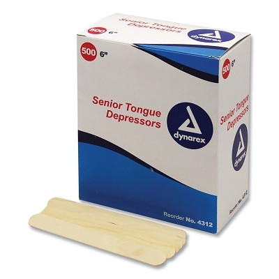 Medique 63213 Tongue Depressor, 6 in L, 3/4 in W, Wood, Single-Use, Non-Sterile