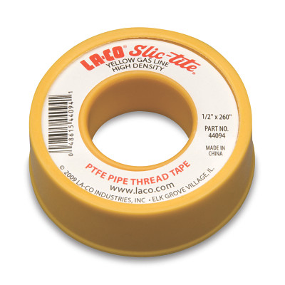 LA-CO 44094 Slic-Tite PTFE Thread Tape, 260 in L, 1/2 in W, 4 mil, Yellow