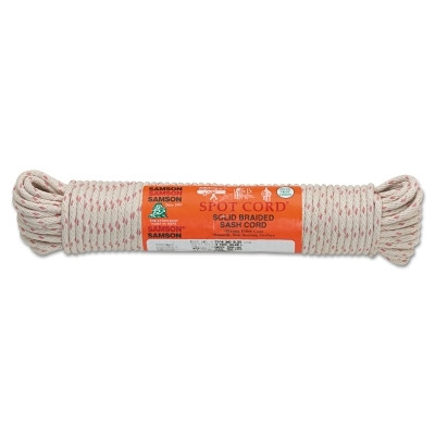 Samson Rope 001016001060 Spot Cord, 1000 lb Capacity, 100 ft, 1/4 in dia, Cotton, White