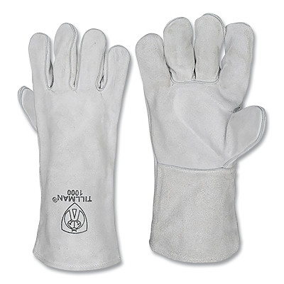 Tillman 1000X Stick Welding Gloves, 1000, Shoulder Split Cowhide Palm/BOH/Cuff, XLg, Pearl, 14 in L Cuff, Bulk