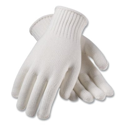 PIP 35-CB110/L Seamless Knit Cotton/Polyester Gloves, Large, Knit Wrist, White, Medium Weight