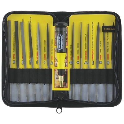 General Tools 707475 12-Pc Swiss Pattern Needle File Set, 5-1/2 in,  #2 Single Cut Swiss Pattern