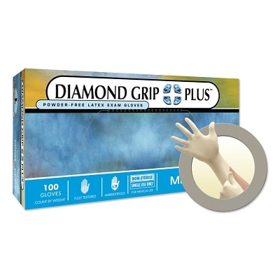 MICROFLEX DGP350L Diamond Grip Plus DGP-350 Latex Exam Gloves, Large, Natural Rubber Latex