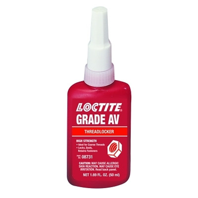 Loctite 195898 087 Grade AV Threadlocker, 50 mL, 1 in Thread, Red