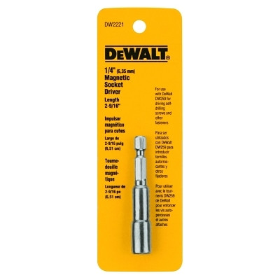 DeWalt DW2221 Magnetic Nut Drivers, 1/4 in Dia. x 2 9/16 in