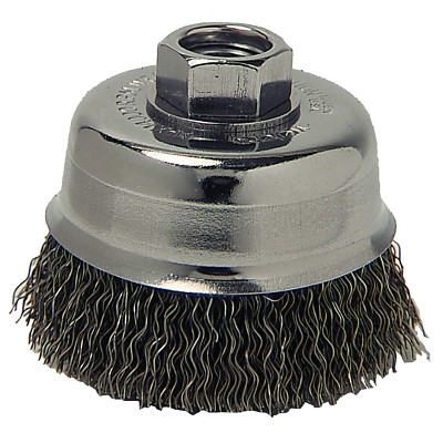 Anchor Brand 93716 Crimped Wire Cup Brush, 4 in Dia, 5/8 in-11 Arbor, 0.014 in Carbon Steel