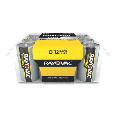 RAYOVAC ALD-12PPJ Ultra Pro Alkaline Battery, 1.5V, D, 12/PK
