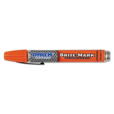 DYKEM 40010 BRITE-MARK 40 Threaded Cap/Barrel Permanent Paint Marker, Valve Action, Medium, Orange