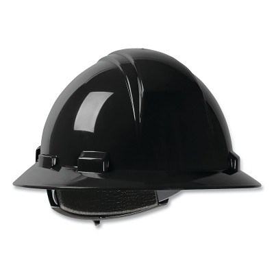 Dynamic 280-HP641R-11 Kilimanjaro Full Brim Hard Hat with HDPE Shell, 4-Point Textile Suspension, Black, Wheel Ratchet Adjustment